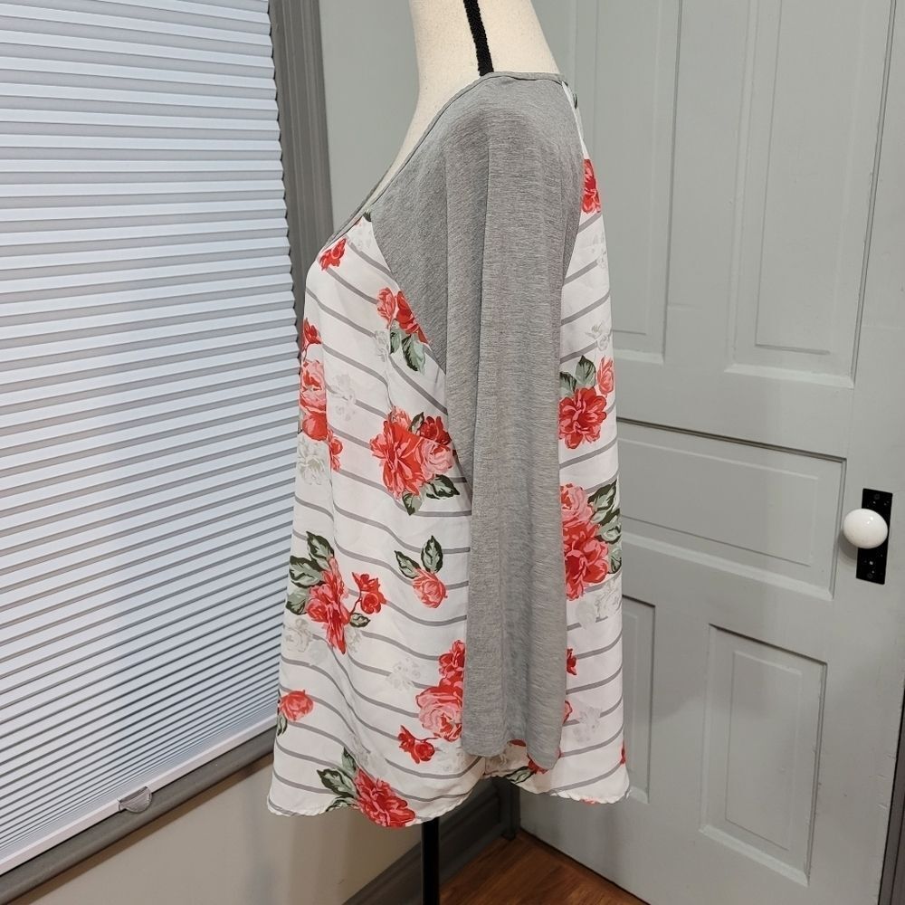 Torrid Striped Floral Raglan Tee - Picture 6 of 10